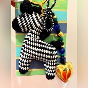 NWT Piper K zebra & gold heart bag charm/ Keychain